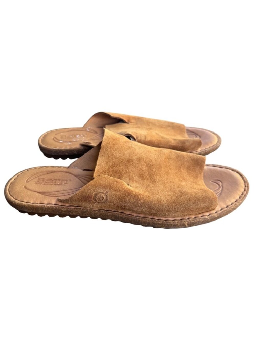 Born Mesilla Women’s US 10M Cognac Suede Open-Toe Comfort Slip-On Slide Sandals